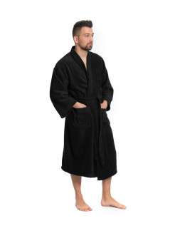 Pánský župan model KIMONO s výšivkou 05 Black