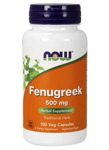 NOW Fenugreek (Pískavice řecké seno) extrakt, 500 mg, 100 rostlinných kapslí