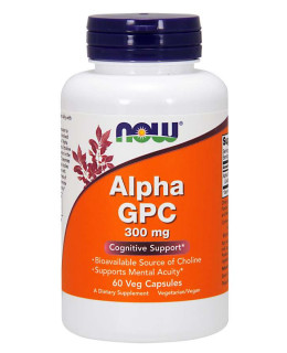 NOW Alpha GPC (L-alfa-glyceryl fosforyl cholin), 300 mg, 60 rostlinných kapslí