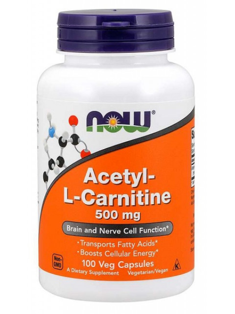 NOW Acetyl-L-Carnitine 500mg, 200 kapslí