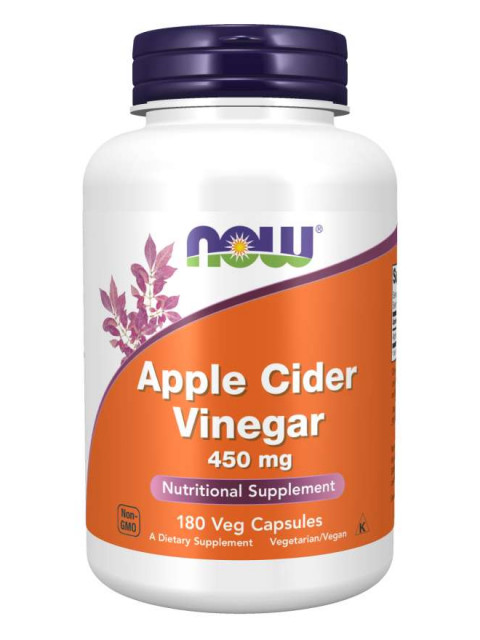 NOW Foods Apple Cider Vinegar (jablečný ocet) 450 mg, 180 rostlinných kapslí