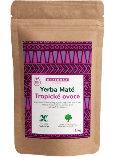 BrainMax Pure Organic Yerba Maté - Tropické ovoce, 1000 g