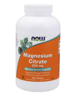 NOW Magnesium Citrate (hořčík citrát), 200 mg, 250 tablet