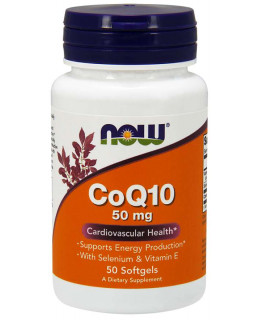 NOW CoQ10, se selenem a vitamínem E, 50 mg, 50 softgelových kapslí