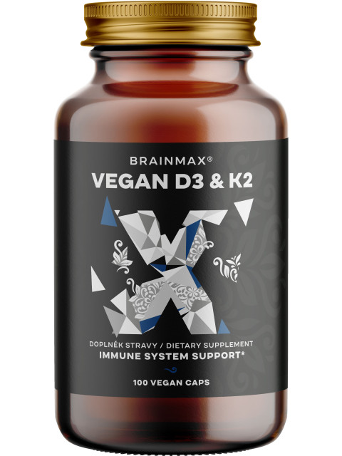 BrainMax Vegan Vitamin D3 & K2 4000 IU / K2 jako MK7 all-trans K2VITAL®DELTA 150 mcg, 100 rostlinných kapslí