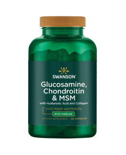 Swanson Glucosamine, Chondroitin & MSM s kyselinou hyaluronovou a kolagenem, 90 kapslí