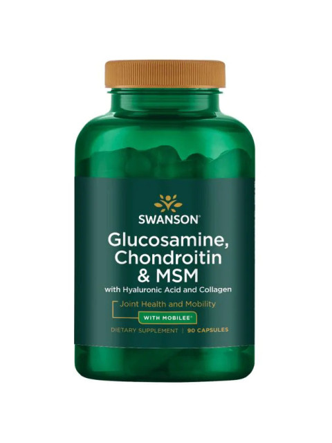 Swanson Glucosamine, Chondroitin & MSM s kyselinou hyaluronovou a kolagenem, 90 kapslí