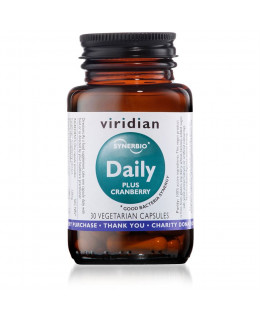 Viridian Synerbio Daily+ Cranberry (Směs probiotik a prebiotik s brusinkovým extraktem), 30 kapslí