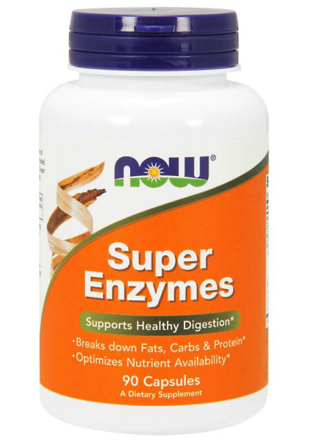 NOW Super Enzymes, komplexní trávící enzymy, 90 kapslí