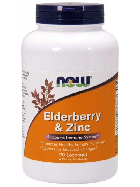 NOW Elderberry & Zinc (bezinka a zinek), 90 pastilek