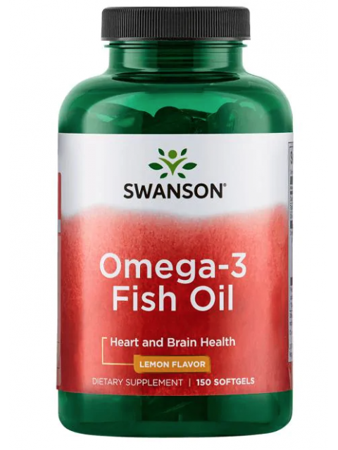 Swanson Omega 3 (rybí olej), Citrón, 150 softgelových kapslí