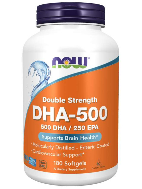 NOW DHA-500, 500 DHA/250 EPA, Omega 3, 180 softgelových kapslí