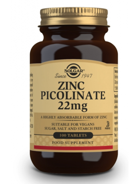 Solgar Zinc Picolinate, zinek pikolinát, 22 mg, 100 tablet