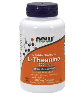 NOW L-Theanine s Inositolem Double Strength, 200 mg, 120 rostlinných kapslí
