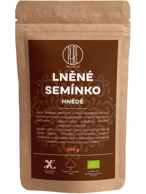 BrainMax Pure Lněné semínko (hnědé) BIO, 500 g