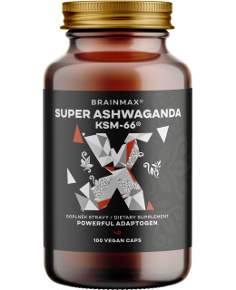 BrainMax Super Ashwagandha extrakt KSM-66®, Ašvaganda extrakt, 100 rostlinných kapslí