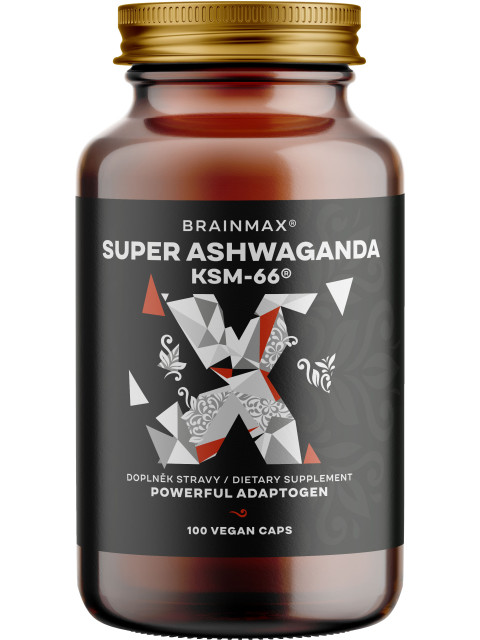 BrainMax Super Ashwagandha extrakt KSM-66®, Ašvaganda extrakt, 100 rostlinných kapslí