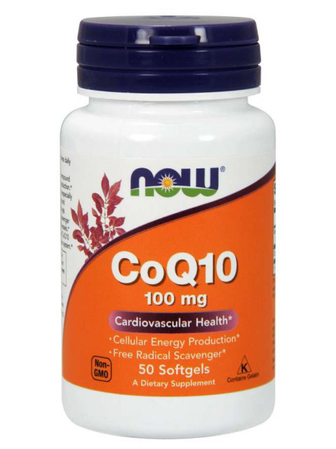 NOW CoQ10 s vitamínem E, 100 mg, 50 softgelových kapslí