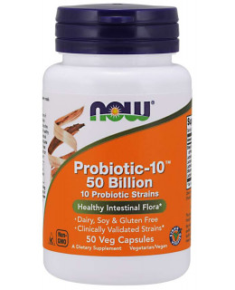 NOW Probiotic-10, probiotika, 50 miliard CFU, 10 kmenů,  50 rostlinných kapslí