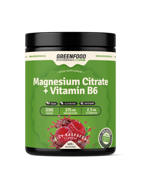 GreenFood Performance Magnesium Citrate + Vitamin B6 420g - Malina