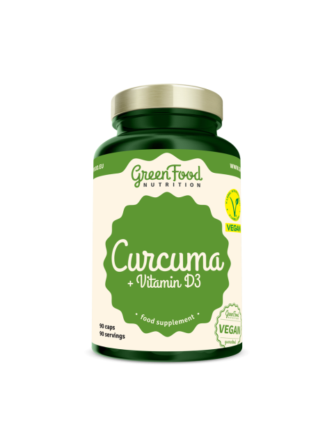 GreenFood Curcuma + Vitamín D3 90 kapslí