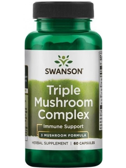 Swanson Triple Mushroom Standardized Complex (Maitake, Reishi, Shiitake), 60 kapslí