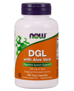 NOW DGL + Aloe Vera, 400 mg, 100 rostlinných kapslí