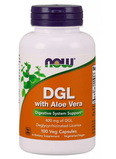 NOW DGL + Aloe Vera, 400 mg, 100 rostlinných kapslí