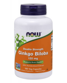 NOW Ginkgo Biloba Double Strenght, 120 mg, 100 rostlinných kapslí