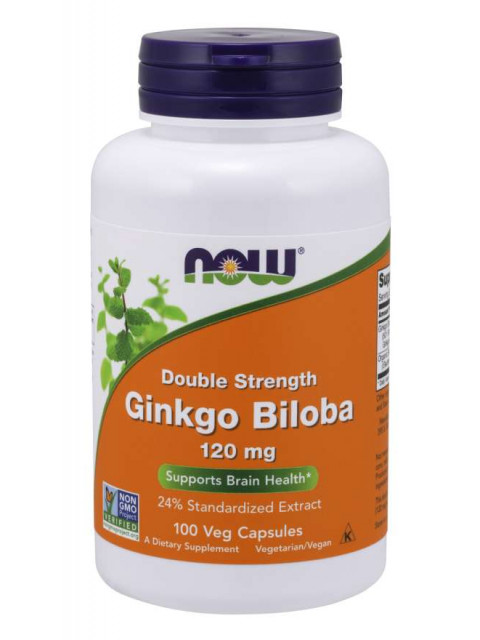 NOW Ginkgo Biloba Double Strenght, 120 mg, 100 rostlinných kapslí