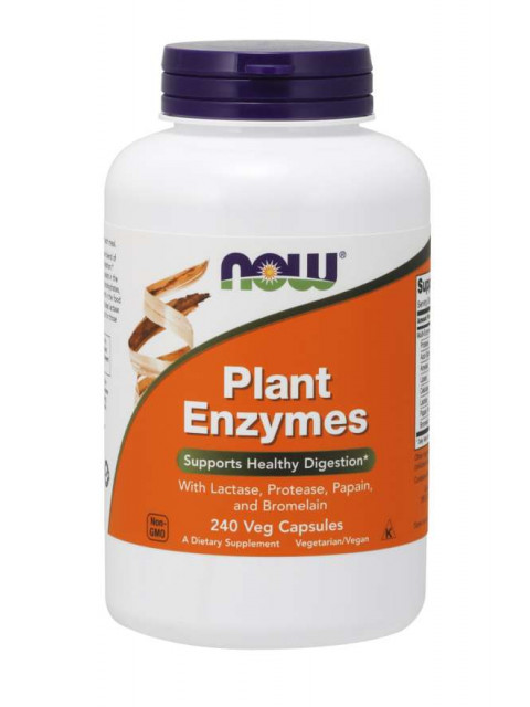 NOW Plant Enzymes, rostlinné enzymy, 240 rostlinných kapslí