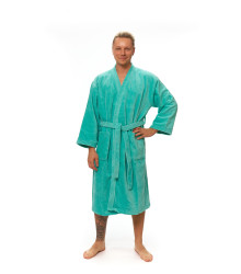 Pánský župan kimono s výšivkou, Pool Blue