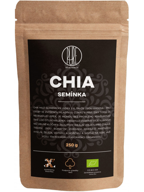 BrainMax Pure Chia semínka BIO, 250 g