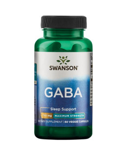 Swanson Maximum Strength GABA, 750 mg, 60 rostlinných kapslí - EXPIRACE 9/2024