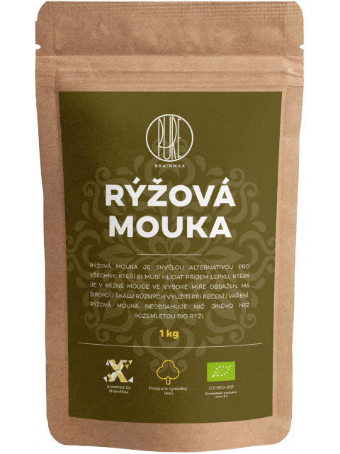 BrainMax Pure Rýžová mouka - bezlepková BIO, 1 kg