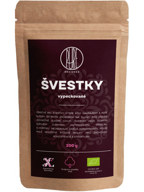 BrainMax Pure Švestky BIO vypeckované, 200 g