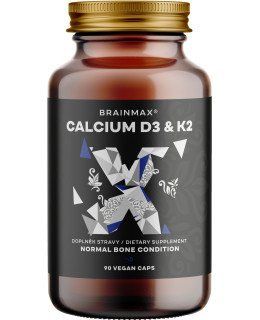 BrainMax Calcium D3 & K2, vápník s vitamínem D3 & K2, 90 rostlinných kapslí