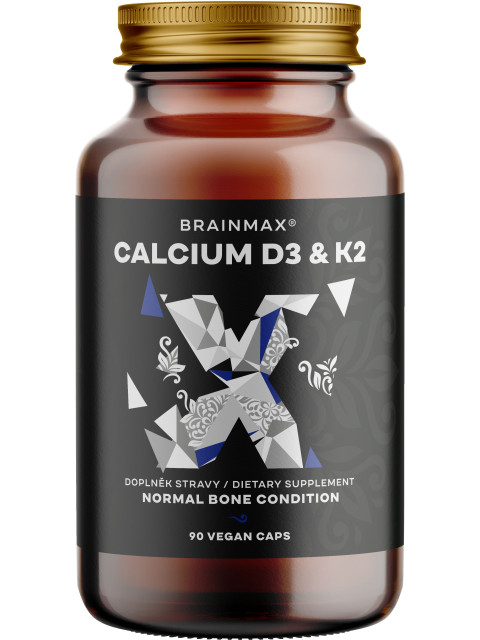 BrainMax Calcium D3 & K2, vápník s vitamínem D3 & K2, 90 rostlinných kapslí