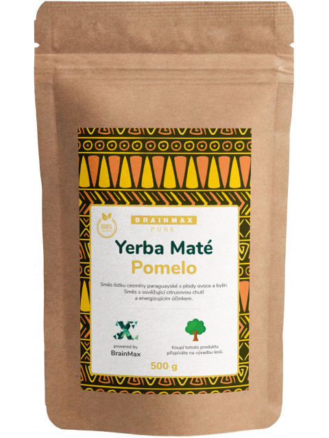 BrainMax Pure Organic Yerba Maté - Pomelo, 500 g