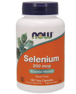 NOW Selenium, 200 µg, 180 rostlinných kapslí