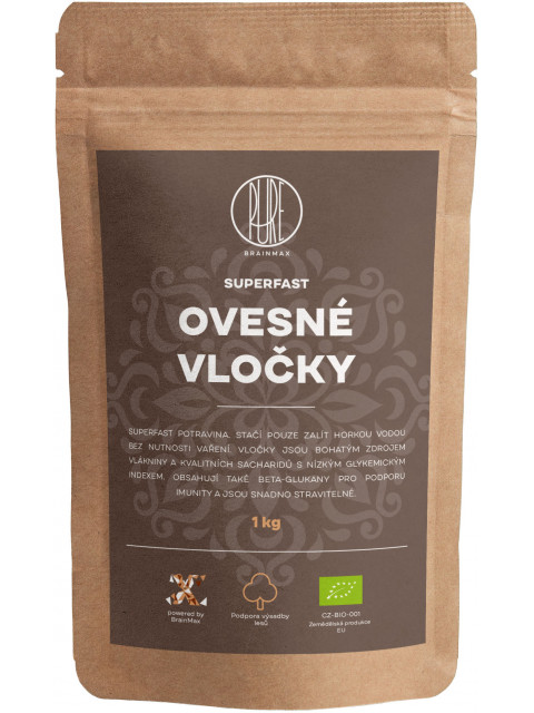 BrainMax Pure Superfast Ovesné Vločky BIO, 1kg