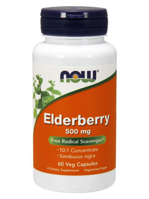 NOW Elderberry (Bezinka), 500 mg, 60 rostlinných kapslí