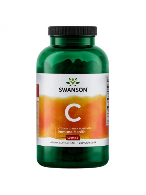 Swanson Vitamin C + Extrakt z Šípků, 1000 mg, 250 kapslí