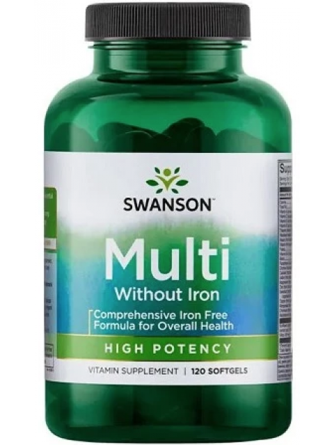 Swanson Multi without Iron (multivitamín bez železa), 120 kapslí