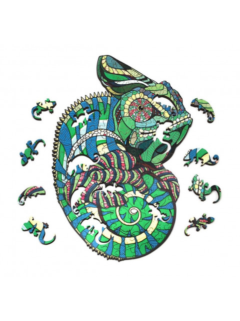 EWA Dřevěné puzzle v krabičce - Chameleon