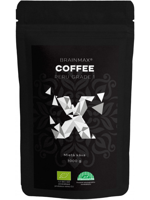 BrainMax Coffee Káva Peru Grade 1, mletá, BIO, 1000 g