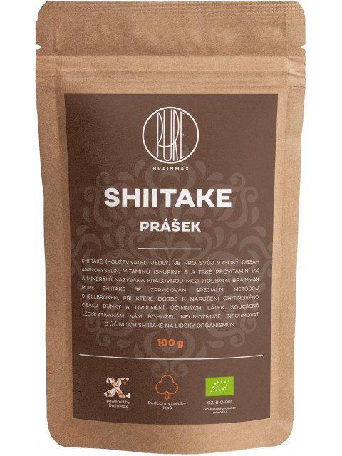 BrainMax Pure Shiitake prášek, BIO 100g