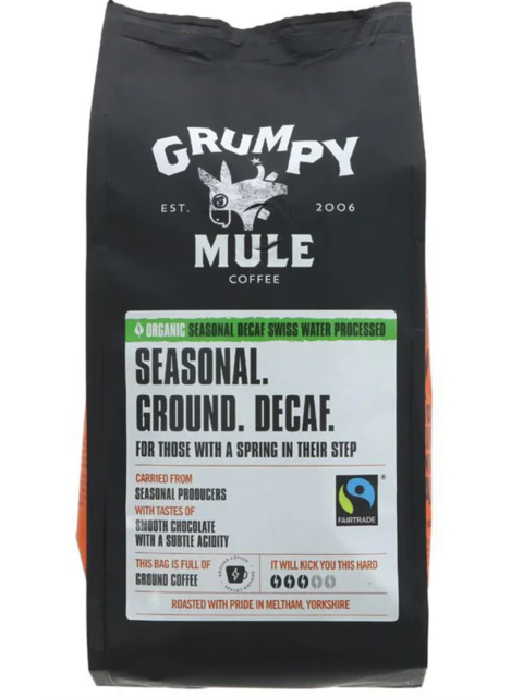 Grumpy Mule - BIO mletá káva bez kofeinu Arabica, 227 g