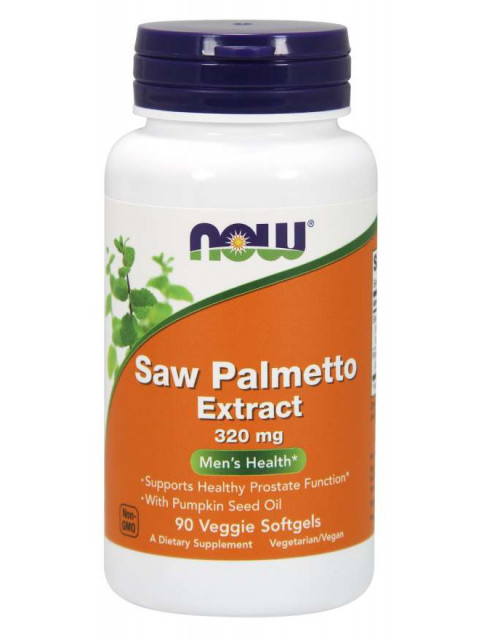 NOW Saw Palmetto (Serenoa plazivá) extrakt, 320 mg, 90 rostlinných softgel kapslí