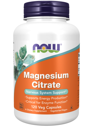 NOW Magnesium Citrate (hořčík citrát), 400 mg, 120 rostlinných kapslí